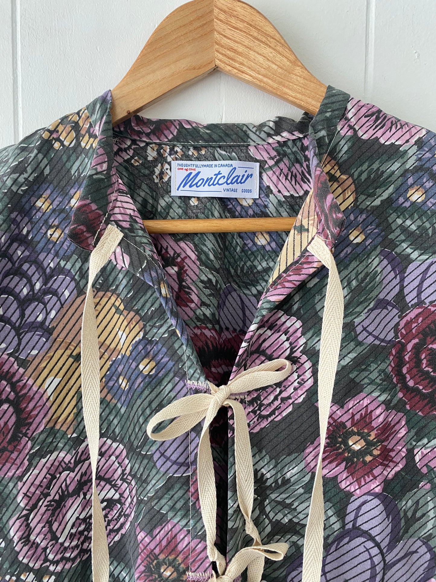 Upcycled Tie Front Floral Blouse