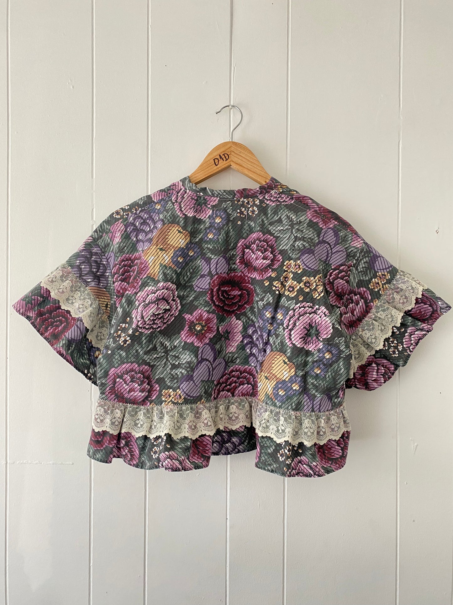 Upcycled Tie Front Floral Blouse