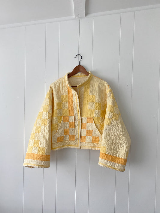 Upcycled Vintage Irish Chain Quilt Jacket