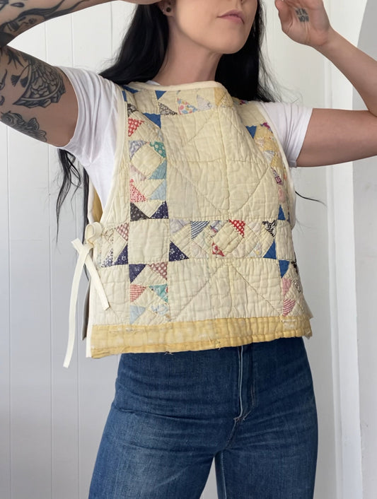 Upcycled Vintage Side Tie Quilt Vest