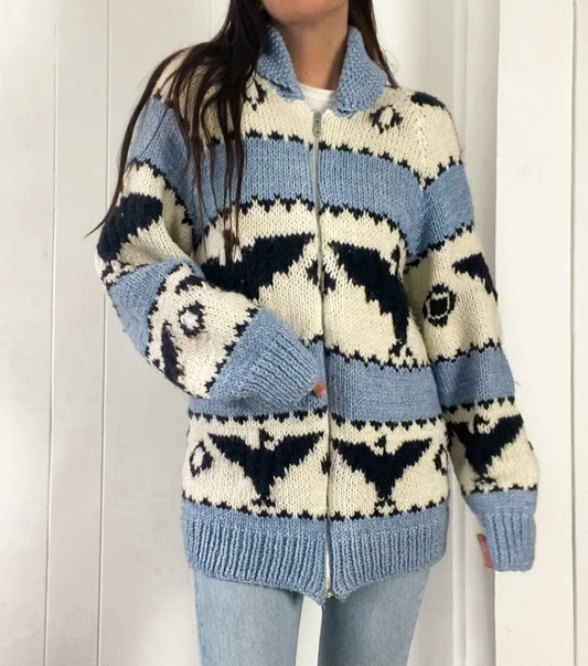 M/L 1980s Hand Knit Cardigan