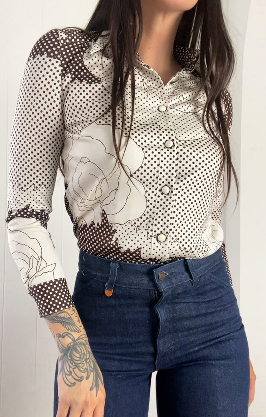 XS Vintage Western Style Blouse