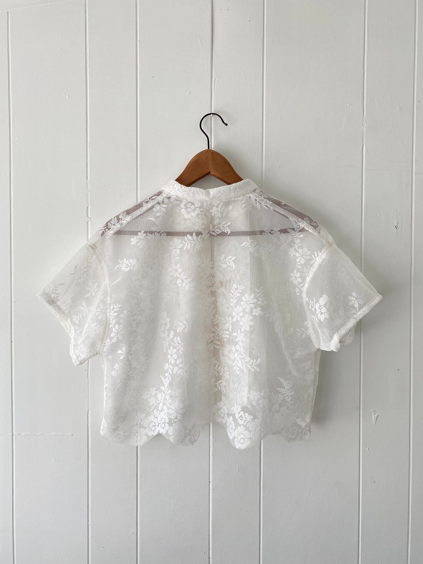 Upcycled Tie Front Lace Blouse