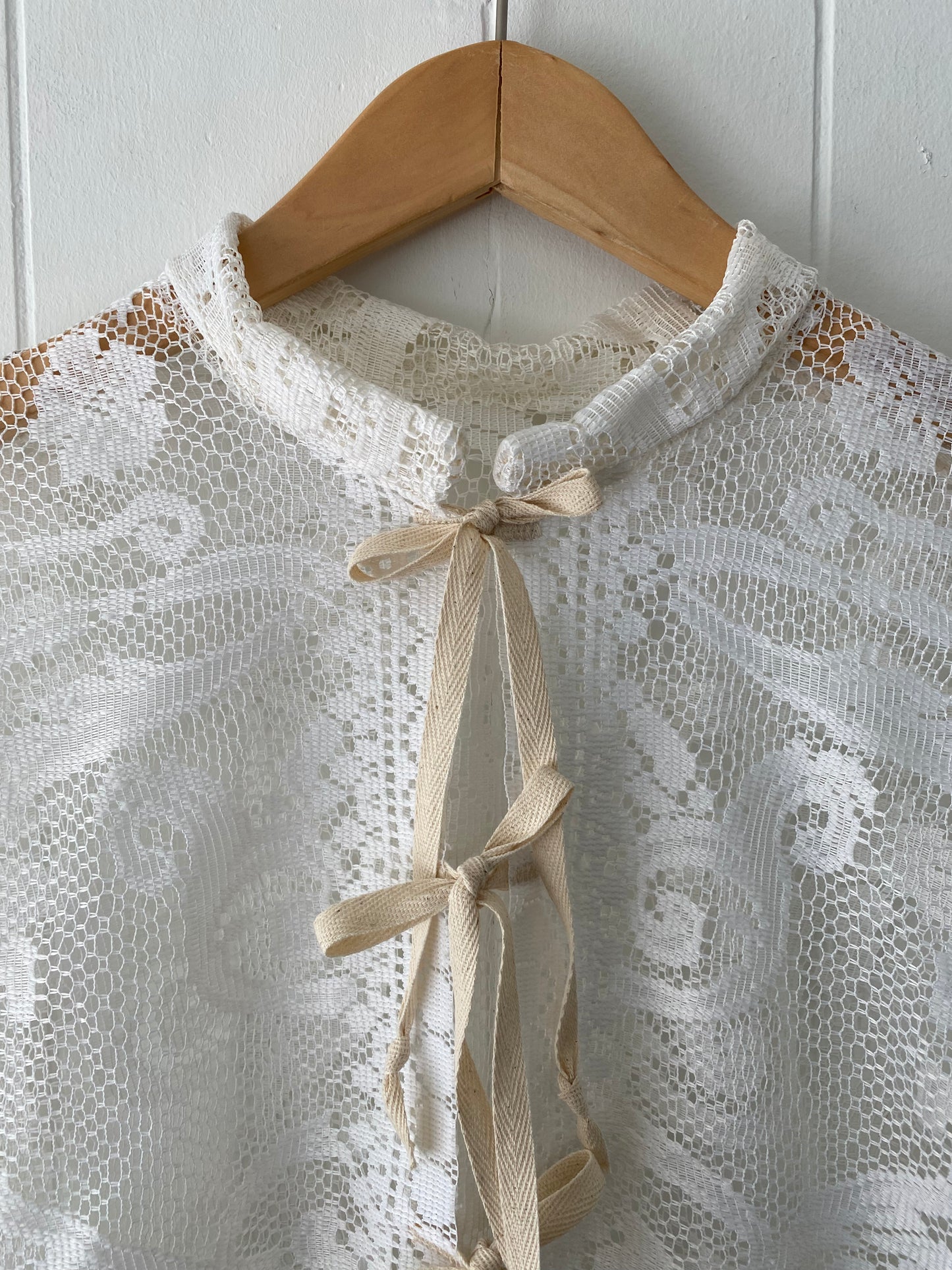 Upcycled Tie Front Lace Blouse