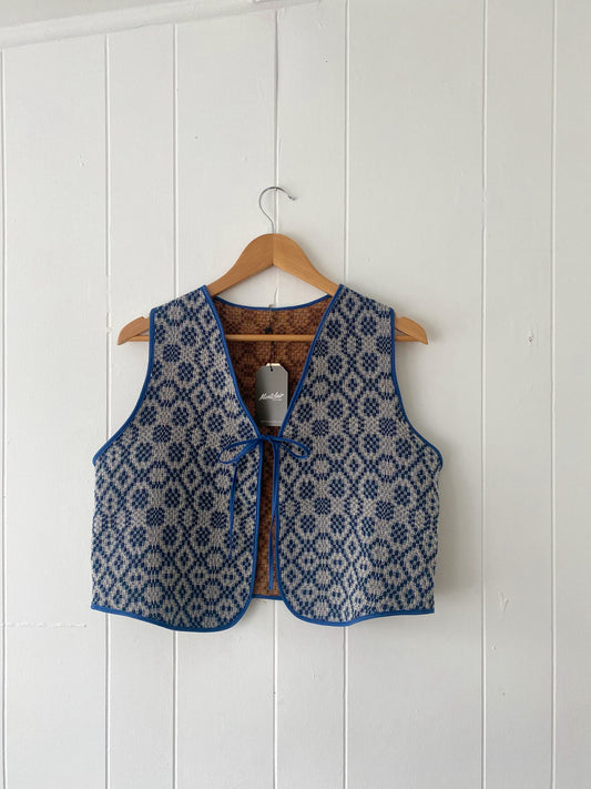 S/M Upcycled Tie Front Vest