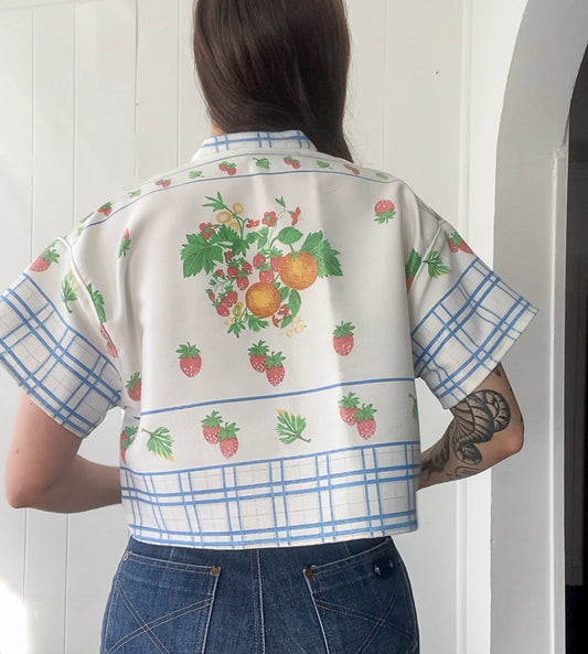 (M) Upcycled Fruit Blouse