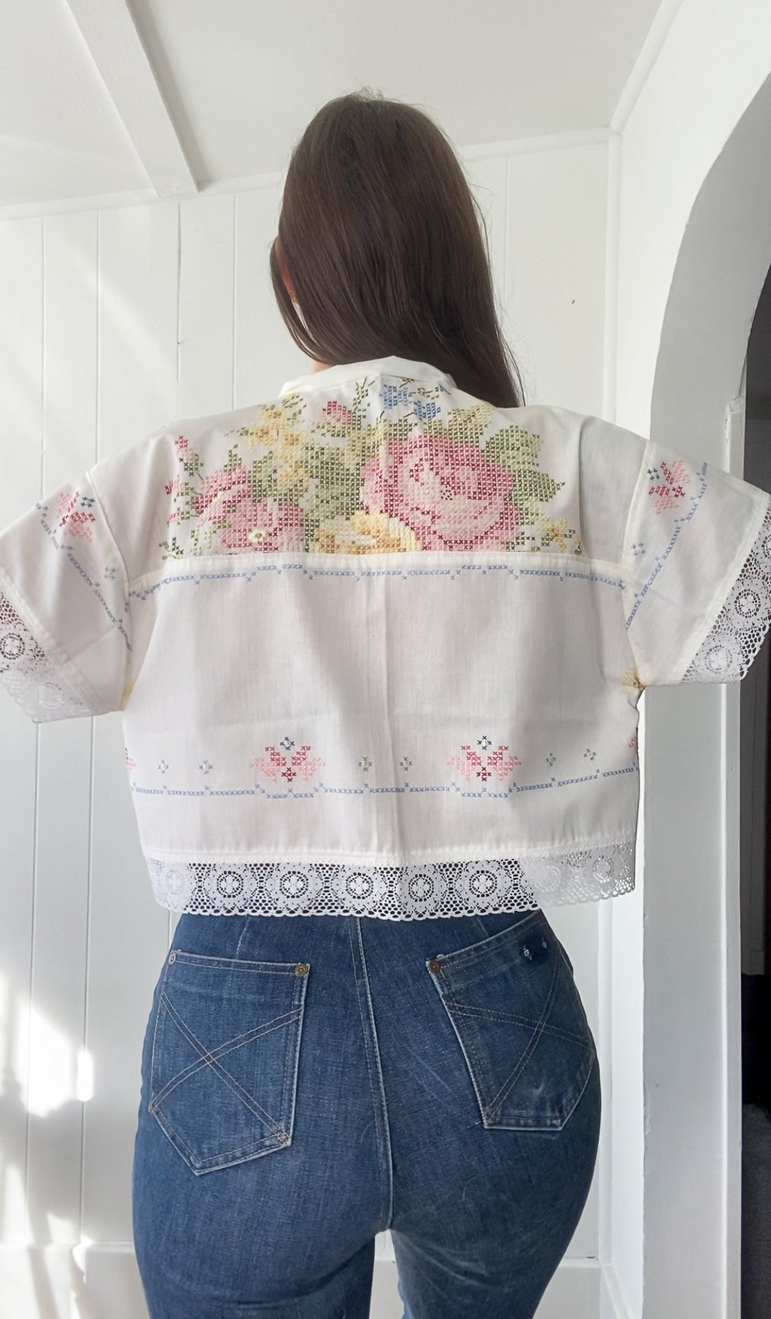 (M) Upcycled Cross-stitch Blouse