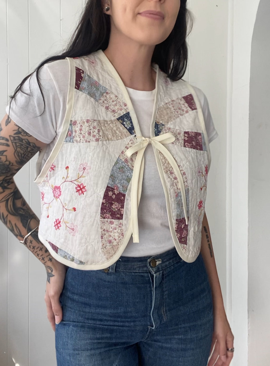 Upcycled Tie Front Quilt Vest