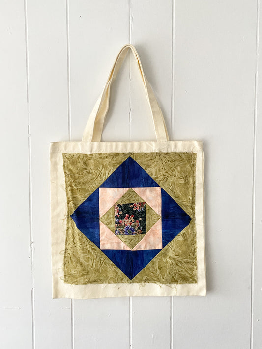 Upcycled Quilt Block Tote Bag