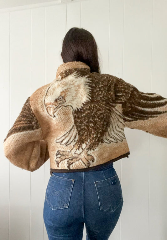 (S/M) Upcycled Eagle Blanket Coat
