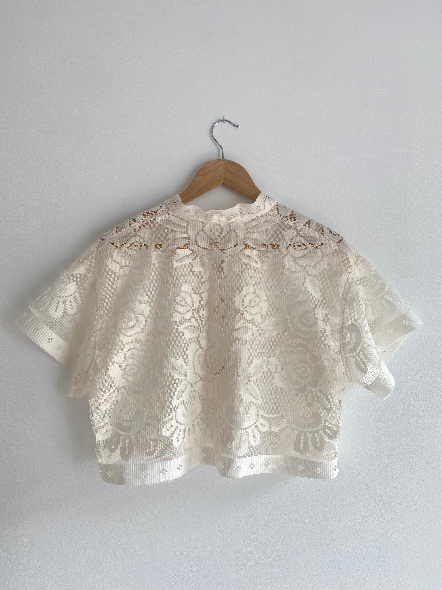 Upcycled Tie Front Lace Blouse