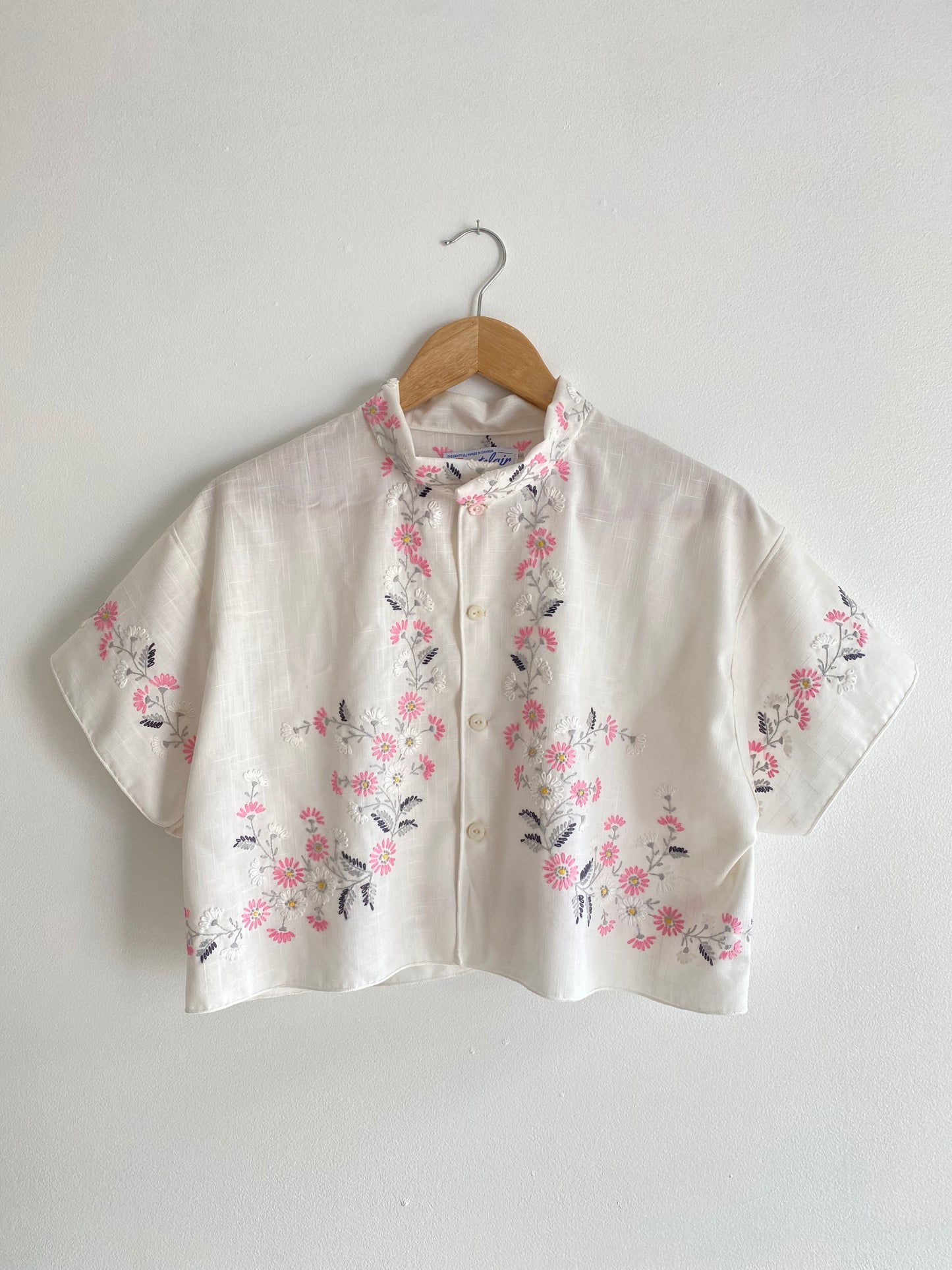 Upcycled Embroidered Button Up