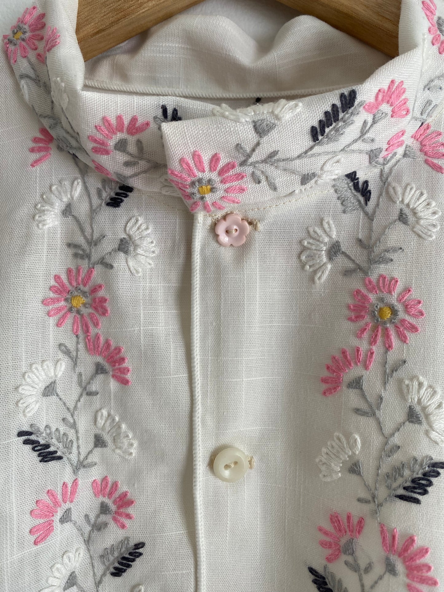 Upcycled Embroidered Button Up