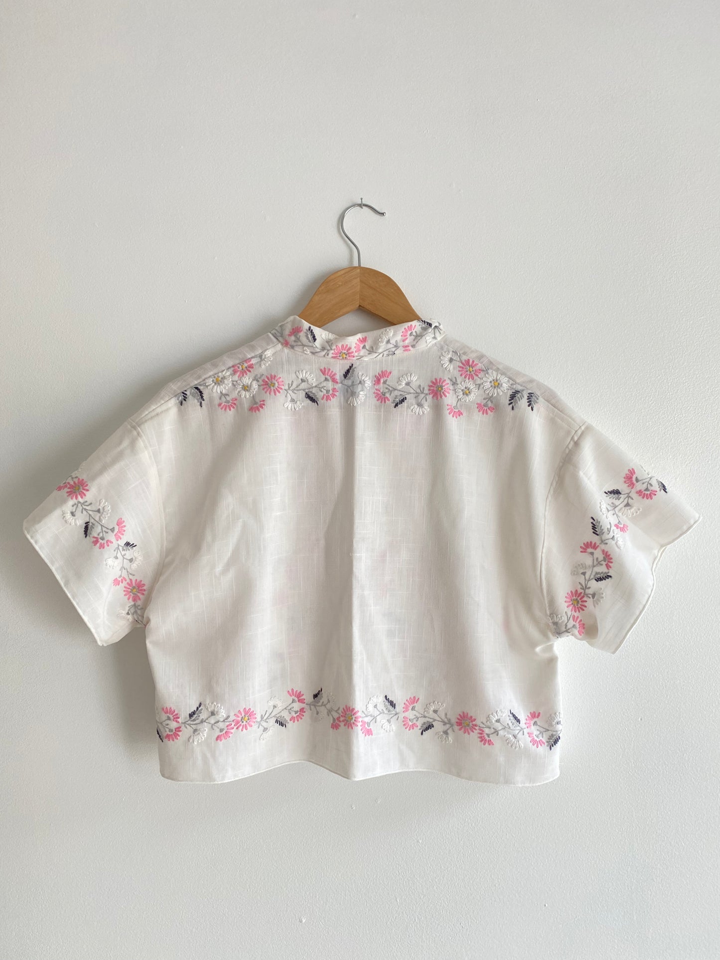 Upcycled Embroidered Button Up