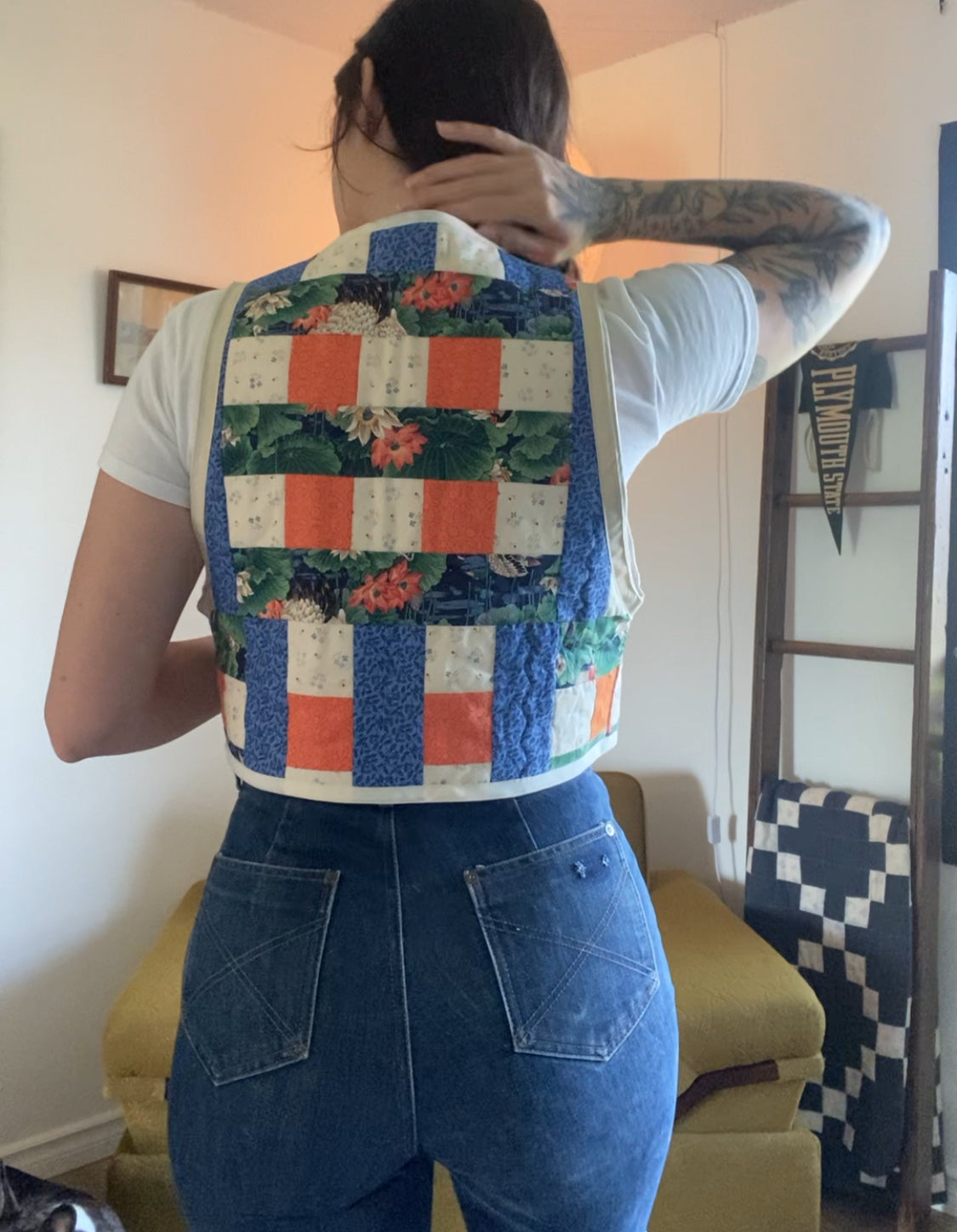 Upcycled Tie Front Quilt Vest