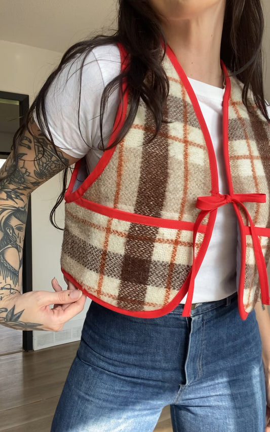 Upcycled Tie-Front Vest