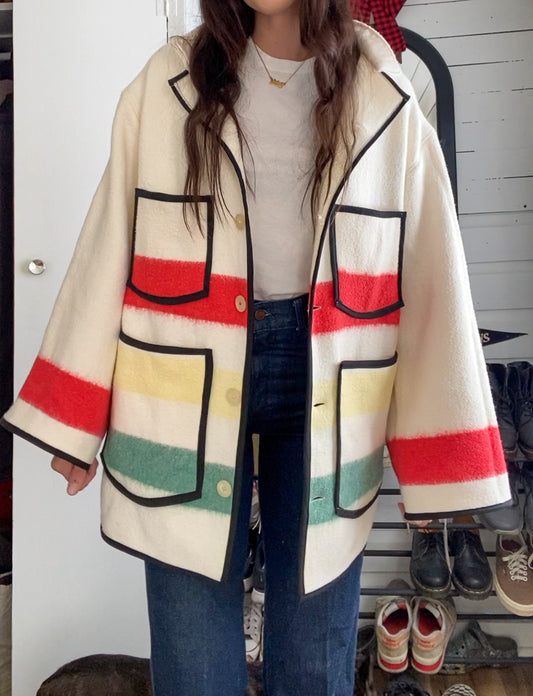 Upcycled Vintage Striped Blanket Coat