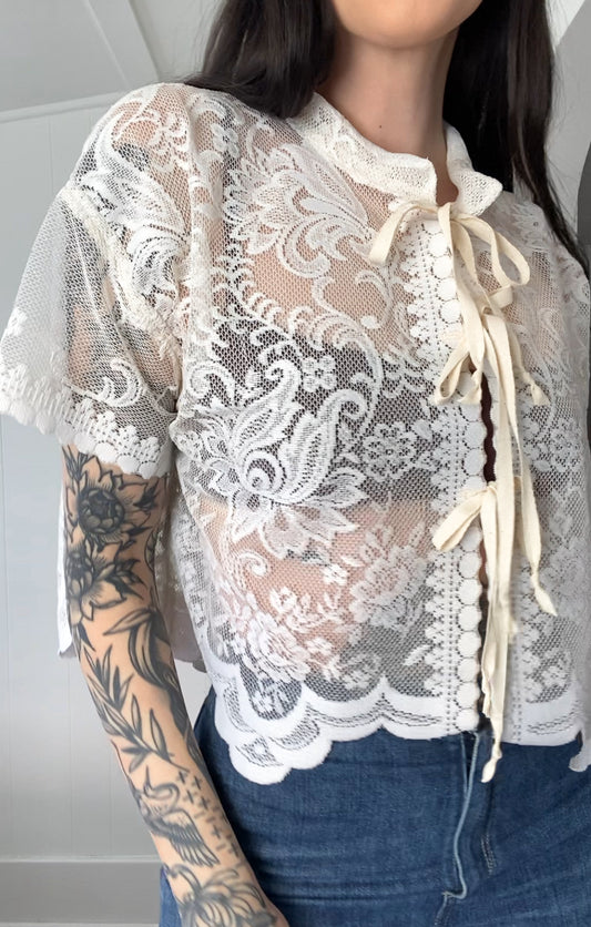 Upcycled Tie Front Blouse