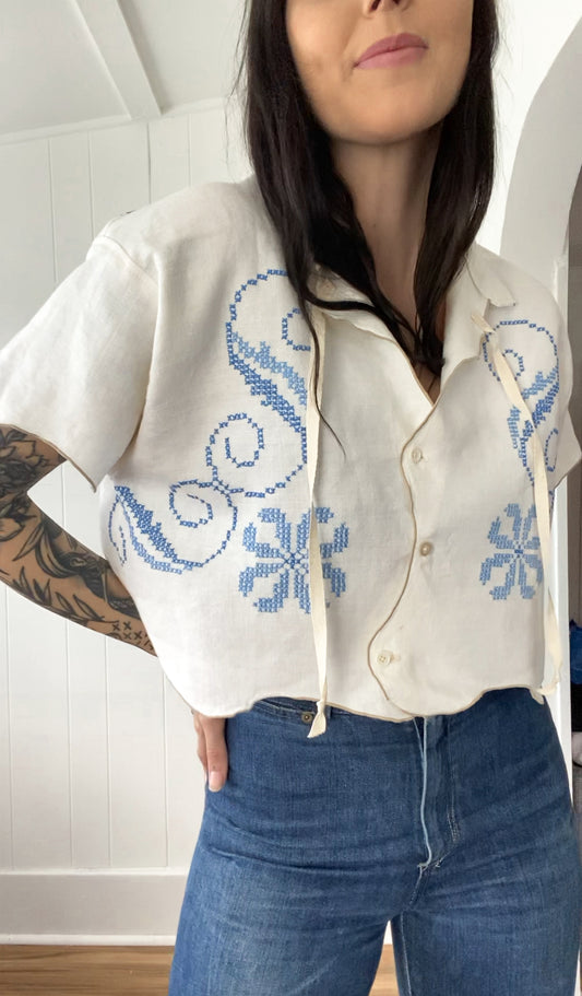 Upcycled Button Up Blouse