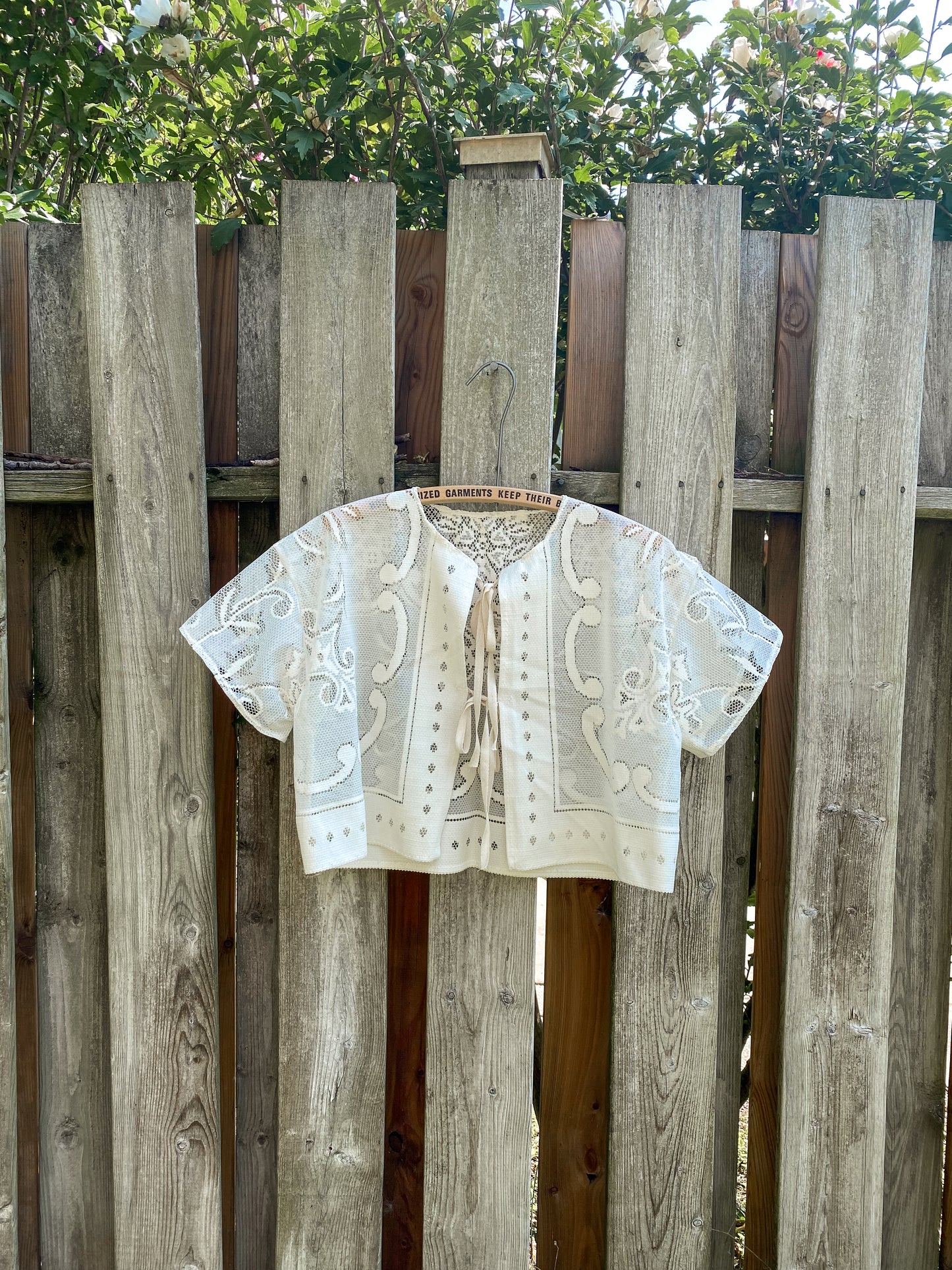 Upcycled Tie Front Lace Blouse