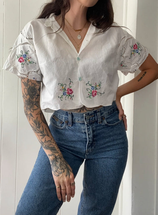 Upcycled Embroidered Blouse