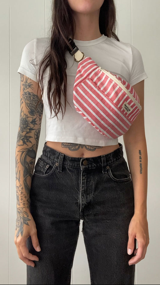 Upcycled Salmon Stripe Fanny Pack